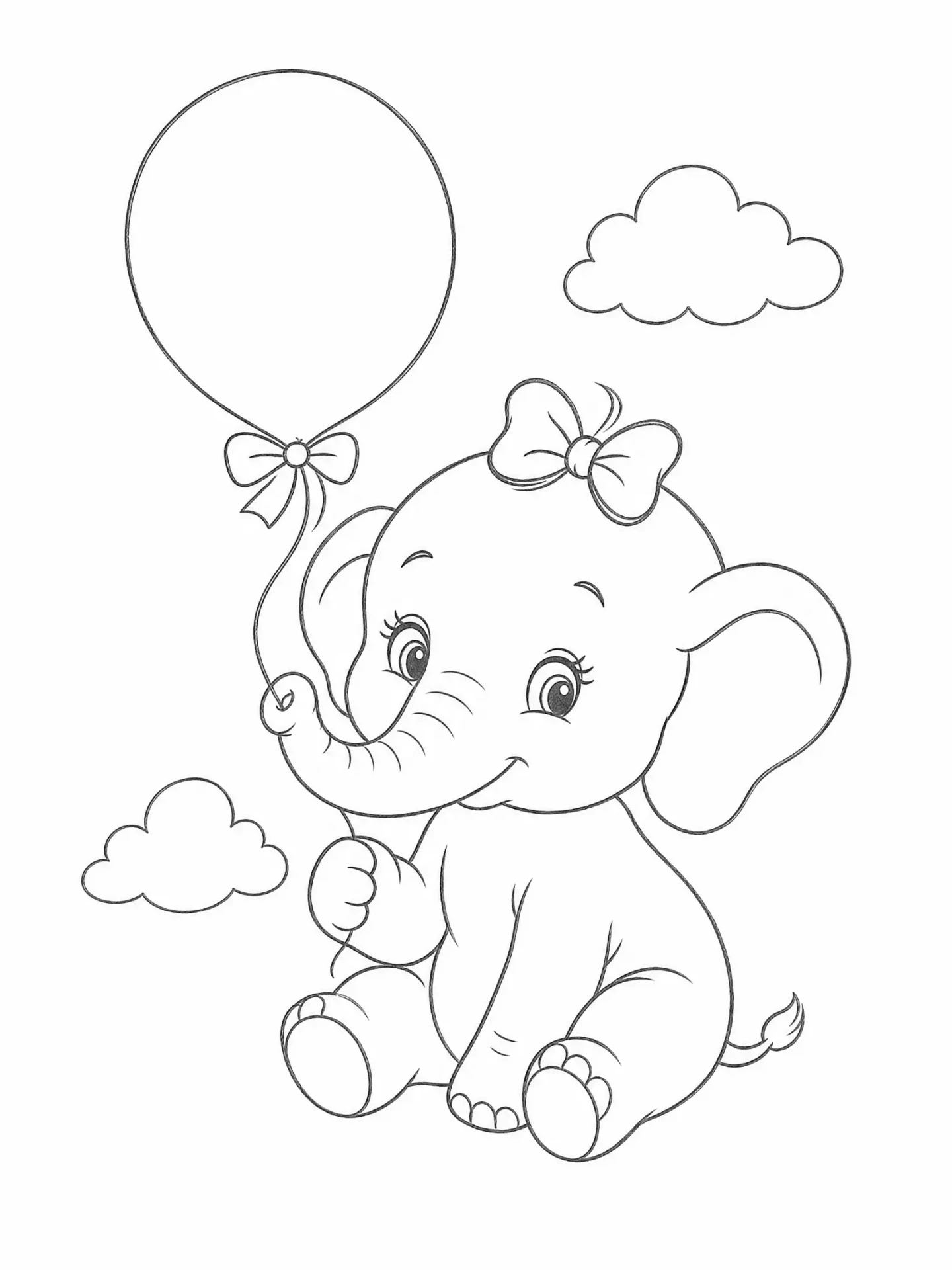 Risco de elefantinho com balão — modelo para pintura em fralda