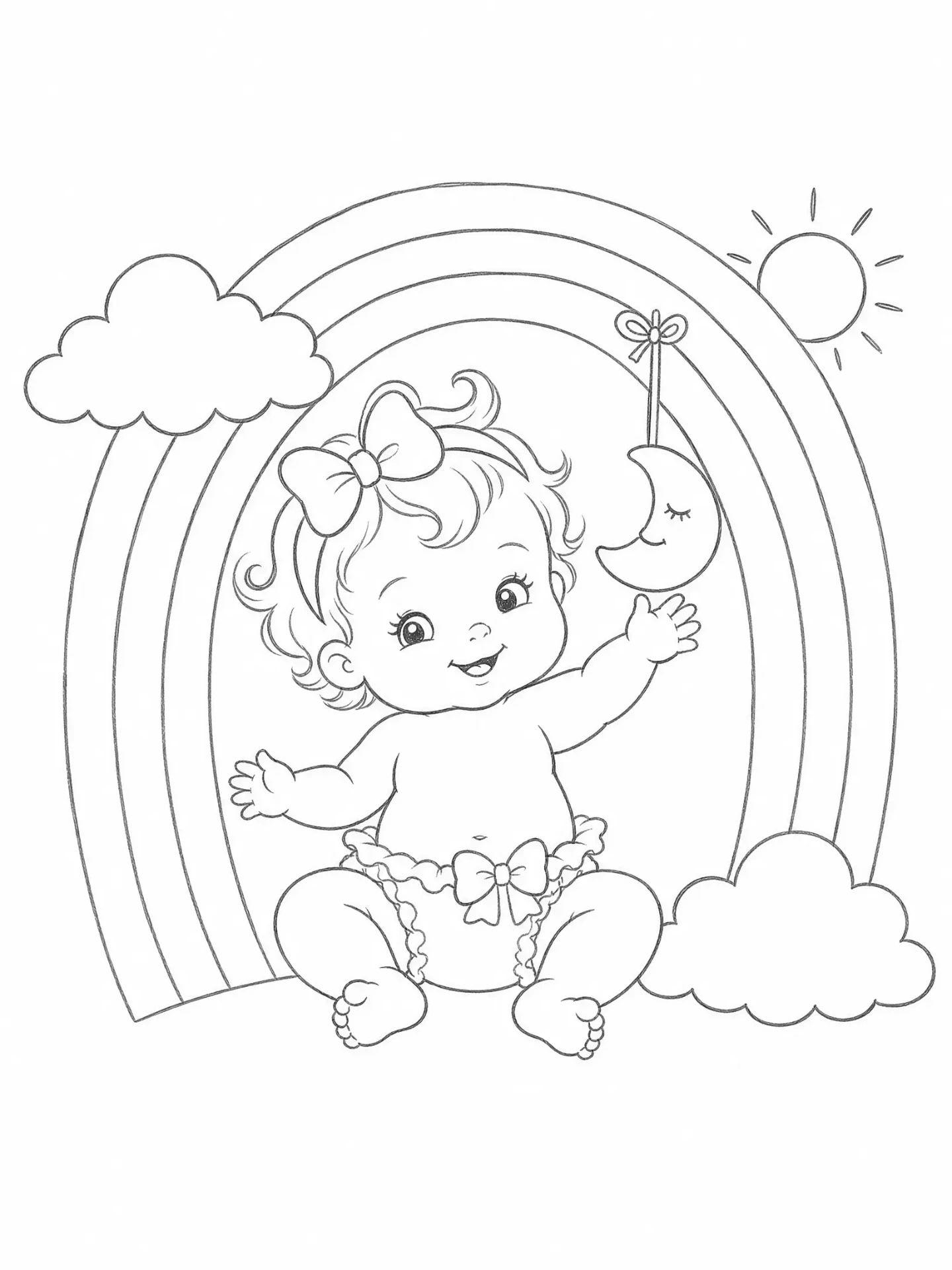 Risco de bebê no arco-íris — modelo para pintura em fralda