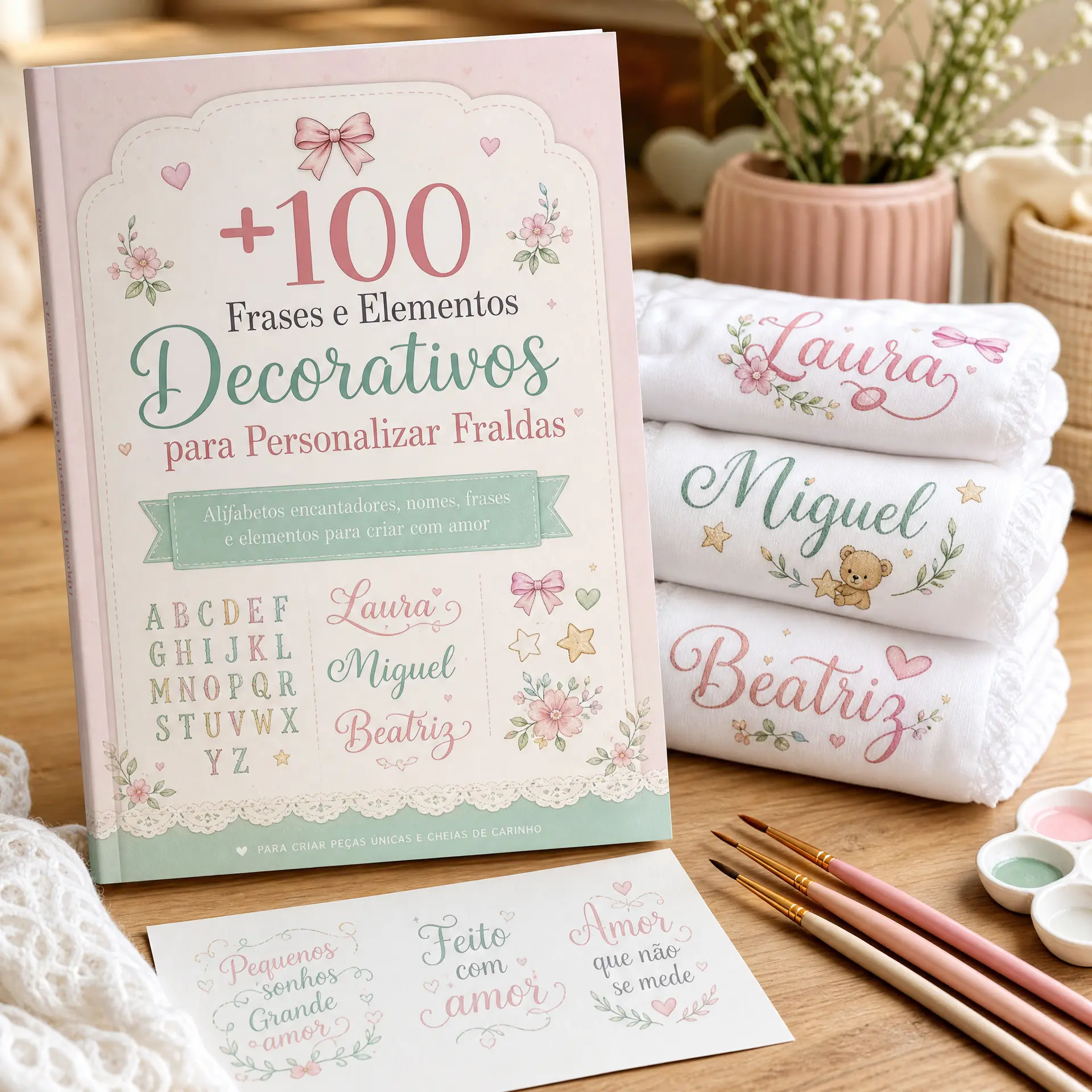 +100 Frases e Elementos Decorativos para Personalizar Fraldas